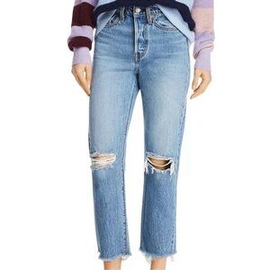 Levi's Light Blue Ripped Ankle Jeans